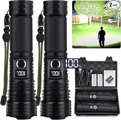 Rechargeable Led Flashlights High Lumens, 990000 Lumens Super Bright Powerful Flashlight, 5 Modes Flash Light, IPX6 Waterproof Tactical Flashlights for Home, Camping, Emergencies