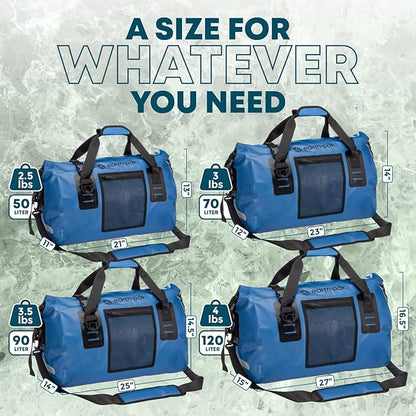 Earth Pak Waterproof Duffel Bag - Heavy Duty Motorcycle Dry Bag with Large Storage Space Perfect for Traveling, Camping, Kayaking, Fishing & Canoeing Bag 50L/70L/90L/120L Sizes