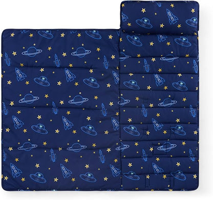 Kids Sleeping Bag Nap Mat with Pillow & Blanket – 3-in-1 Machine Washable Quilted Mat for Toddlers – Portable with Handles – 20" x 50" for Daycare, Preschool, Travel, & Sleepovers