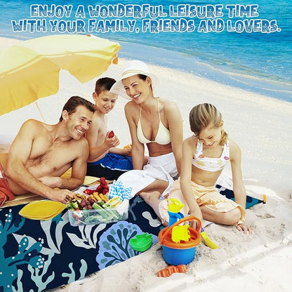 Beach Blanket Waterproof Sandproof 1-7 Adult Oversized 78 '' × 110 '' Lightweight Durable Compact Sand Free Beach Mat for Travel Camping Hiking Picnic Blanket Extra Large