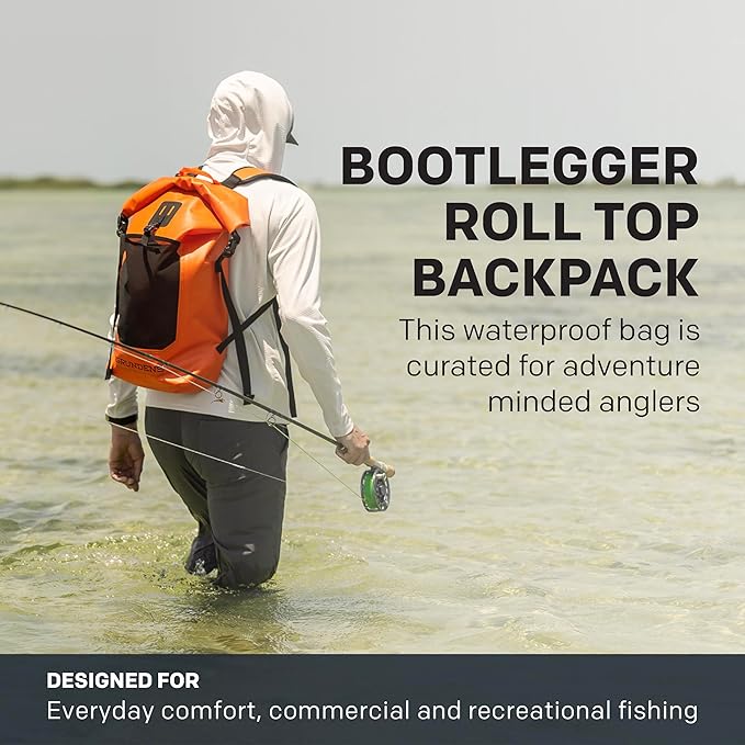 Grundéns Bootlegger Roll Top Backpack | Waterproof, 30L, Black