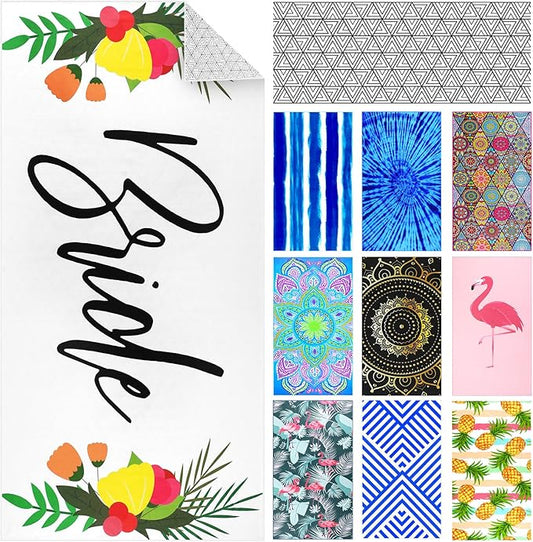Bride Gifts Microfiber Pool Camping Towel Blanket Accessories - Quick Fast Dry Sand Free Outdoor Travel Swim Thin Yoga Mat Best Personalized Gift for Wedding Bridal Shower Bachelorette Party