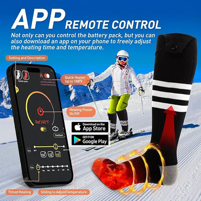 Heated Socks for Men Women, Rechargeable 5000mAh Battery Electric Heated Socks Washable Winter Socks for Foot Warmer Skiing Camping Hiking