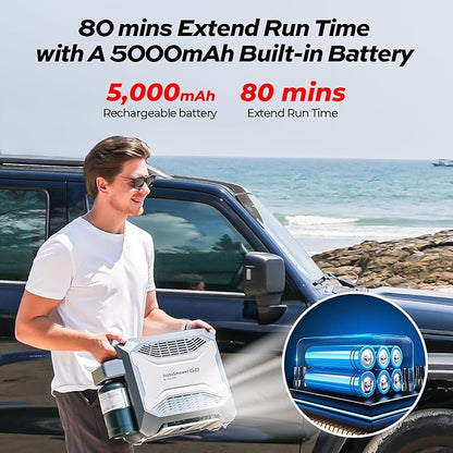 FOGATTI Portable Gas Water Heater, InstaShower GO, Propane, 19,000 BTU, with 5000mAh Rechargeable Built-in Battery, DC 12V, Outdoor Camping Shower with Tip-Over Protection, Safety Shutoff