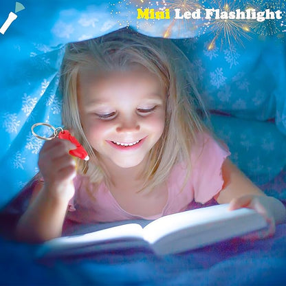 24 Pack Mini Led Flashlight Keychain Portable Ultra Bright Small Flashlight Key Ring for Outdoor Night Activities and Emergency Lighting (Color Set 1)