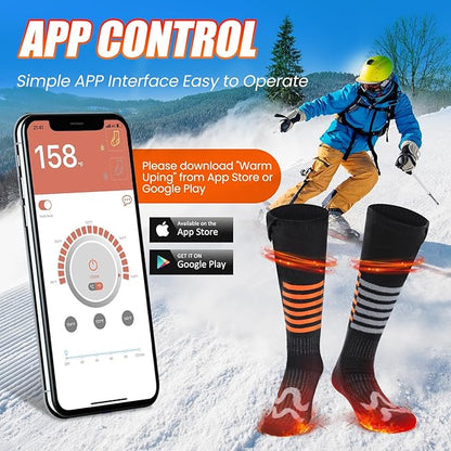 Heated Socks, Rechargeable Heated Socks for Men Women, Battery Powered Foot Warmer with APP Control for Winter Hunting Skiing Camping Hiking