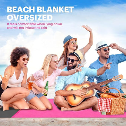EASYFUN Beach Blanket Sandproof Oversized, 118'' × 110'' Extra Large Beach Mat, Portable Picnic Mat for Travel Camping Hiking, Light Weight Beach Essentials Family Water Resistant Mat Nylon 210T