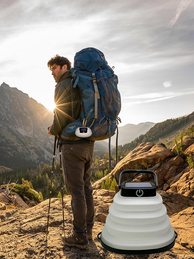 Solar Camping Lantern-Collapsible Camping Essentials,Torch Night Light Tent Lamp,USB Portable Solar Camping Lamp for Emergency ReCharger,Power Outage,Hurricane,Hiking,Backpacking Gear(Black)