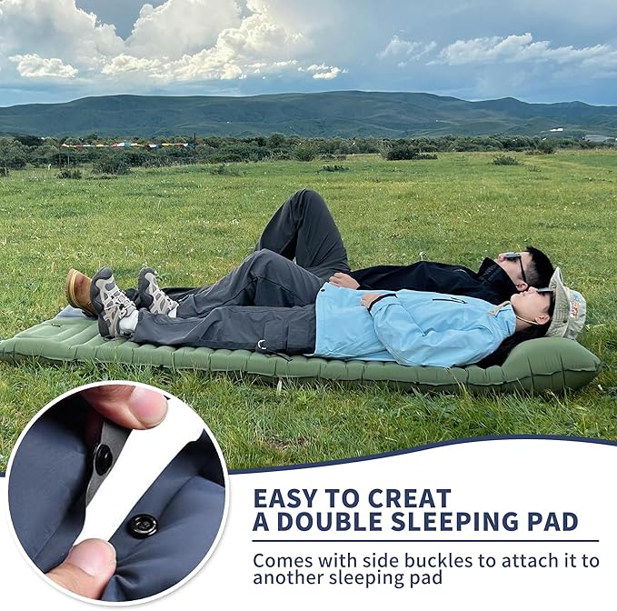 EULANT Self Inflating Camping Sleeping Pad with Pillow, Thick Inflatable Sleeping Pad with Built-in Pump, Ultralight Camping Air Mattress, Waterproof Sleeping Mat for Camping Backpacking Hiking Tent