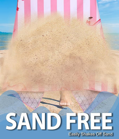 Microfiber Beach Towel – Flamingo Quick Dry Lightweight Sand Free Oversized Large Towel Accessories Travel Must Have Swim Pool Yoga Camping Gear Summer Cruise Ship Essentials Cloud Compact Gift