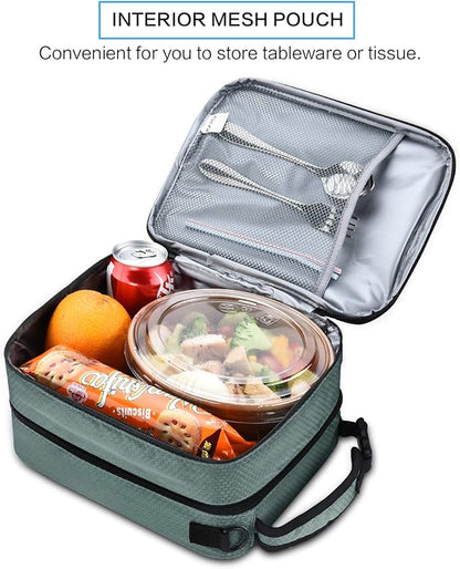 Expandable Insulated Lunch Bag, Leakproof Flat Lunch Cooler Tote with Shoulder Strap for Men and Women, Suitable for Work & Office by Tirrinia, Grey