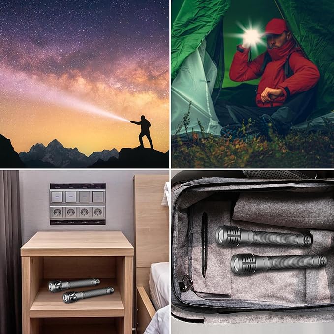 2000 Lumens LED Flashlight - AA Battery Powered, 3 Modes, Zoomable Focus, Water Resistant - Perfect for Camping, Hiking, Emergency (Battery not Included)