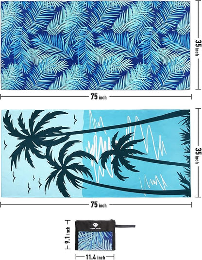 2 Pack Microfiber Beach Towel, Oversized Microfiber Pool Towel 75”x 35”, Sand-Free Beach Towel, Quick Drying Camping Towel, Super Absorbent Bath Towel Blanket, Soft Breathable and Lightweight