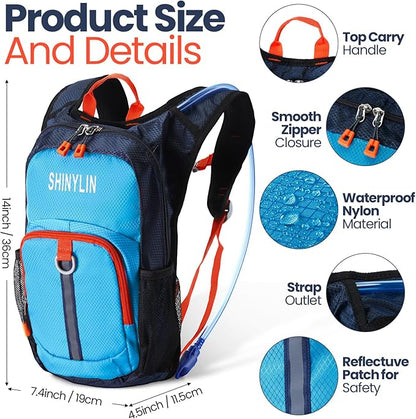 1 Pcs Kids Hydration Backpack with 1.5L Hydration Water Bladder Lightweight Water Backpack Hydration Pack