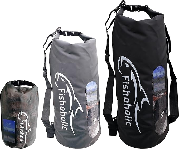 Fishoholic Dry Bag - Waterproof Gear Bags - Fail-Safe Snap - Made Tough & Durable for Kayaking Boating Fishing Hiking Camping Paddle Board & Tailgaiting