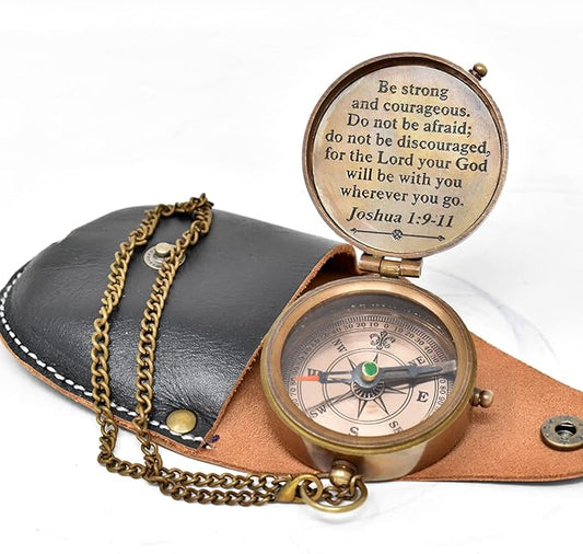 Engraved Compass, Confirmation Gift Ideas, Baptism Gifts Keepsake Compass Cross & Be Strong & Courageous, Confirmation Gift Ideas, Heavenly Gift Of Faith. Missionary, Birthday Gift,