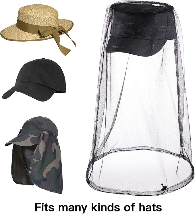 2 Pack Mosquito Head Net Face Mesh Net Mesh Head Protecting Net for Outdoor Hiking Camping Climbing Walking Mosquito Fly Bugs