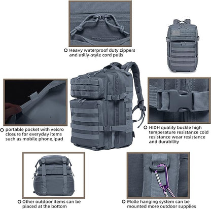Military Tactical Backpack for Men and Women Army 3 Days Assault Pack Bag Large Rucksack with Molle System for Hiking Cycling Skiing Camping Climbing