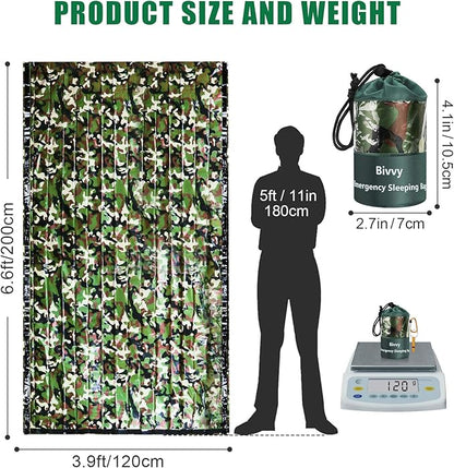 Emergency Sleeping Bags Thermal-Emergency-Blankets Ultralight Space Blankets Survival Waterproof Bivy Sack Multi-Purpose Survival Gear for Hiking, Camping, First Aid Kits, Outdoor Survival Gear