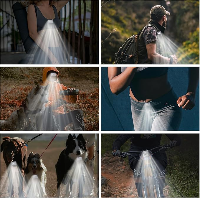 Running Light,USB Rechargeable jogging Light 6 Lighting Modes Strong Magnetic Lights Portable Clip On Running Lights with Runners and Joggers for Hiking,Running,Camping,Outdoor Adventure,1Pack-Grey