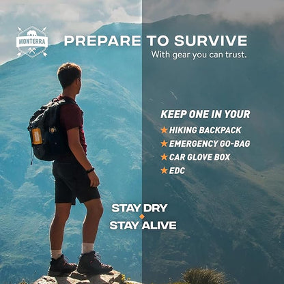 Emergency Survival Poncho. 2 Thermal Mylar Space Blanket Rain Ponchos. Camping Accessories, Outdoor Survival Gear.