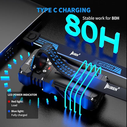 WUBEN X2 Rechargeable EDC Flashlights, 2500 Lumens Super Bright Small Handheld Pocket Flashlights, 6 Modes Powerful Mini Portable Flat Tactical Flashlights for Emergencies, Camping, Hiking (Black)