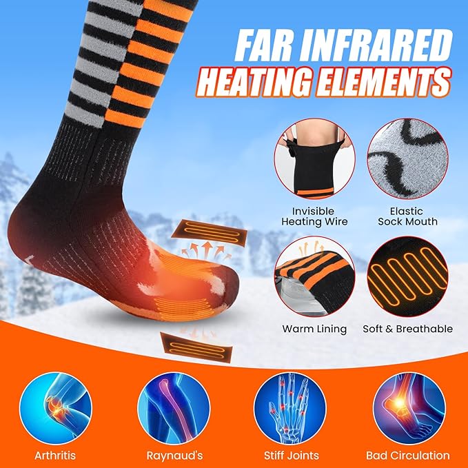 Heated Socks, Rechargeable Heated Socks for Men Women, Battery Powered Foot Warmer with APP Control for Winter Hunting Skiing Camping Hiking