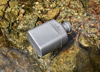 Boundless Voyage Titanium Canteen Mess Kit with Camouflage Bag Large Capacity Kidney-Shaped Camping Pot Pan Set with Lid & Hanging Chain