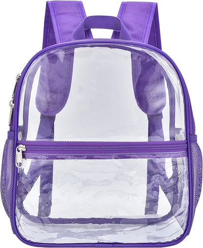 Oraben Clear Backpack for Stadium Events Clear Stadium Backpack 12x6x12 Bag (Enhanced Strap, Purple)