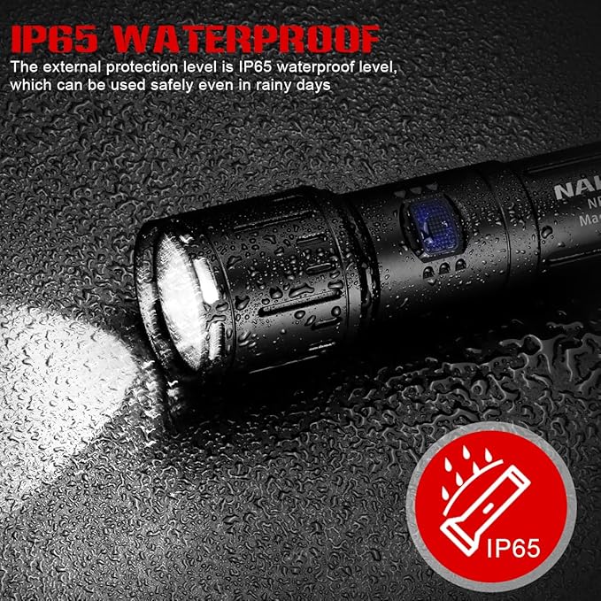 NAKCNM LED Rechargeable Flashlights High Lumens, Super Bright Flashlight 200000 Lumen with 5 Modes and Charger, Waterproof Flashlights Led Rechargeable for Camping Outdoor Hunting