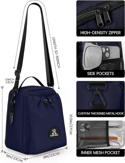 Sports rabbit Insulated Lunch Bag for Men – Compatible with Rubbermaid Food Containers – Water-Resistant Wax-Coated Oxford Fabric Leakproof Cooler Tote – Perfect for Work, Travel, Picnics (Dark Blue)