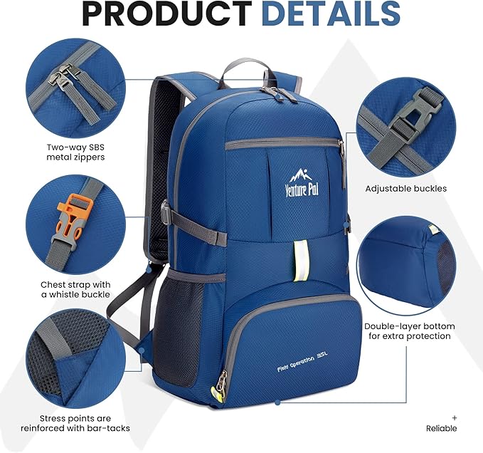 Venture Pal 35L Ultralight Lightweight Packable Foldable Travel Camping Hiking Outdoor Sports Backpack Daypack