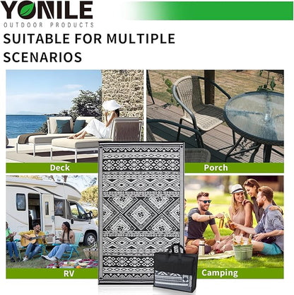 Outdoor Rug 6x9 ft Waterproof, Reversible Outdoor Plastic Straw Rug for Patios Clearance, Outdoor Area Rug Carpet RV Mat for Camping Backyard Deck Porch