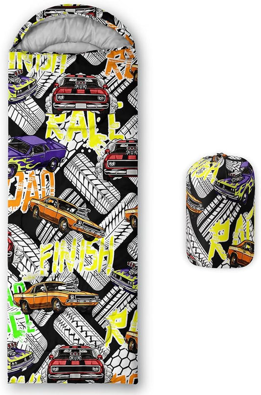 AILONEN Boys Sports Camping Sleeping Bags,Lightweight & Waterproof,3 Season Warm & Cool Weather,Black Player Basketball Sleeping Bags for Kids Adults,Travelling,Outdoors