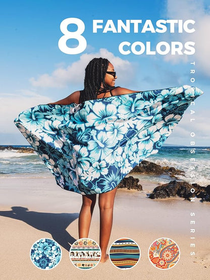OCOOPA Microfiber Beach Towel Fast Drying, Oversize 80" x 57" Sand Free Beach Towel Super Lightweight Towels for Swimming Pool, Camping, Picnic, Yoga Gym Sports