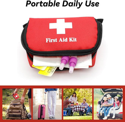 Faylapa 6Pcs Mini Empty First Aid Bag, 5.5x3.5x1.5 inches Small First Aid Kit, Emergency Medical Essentials Pouch Bag for Travel, Car, Home, Office, Camping, Outdoors, Hiking (Bag Only)