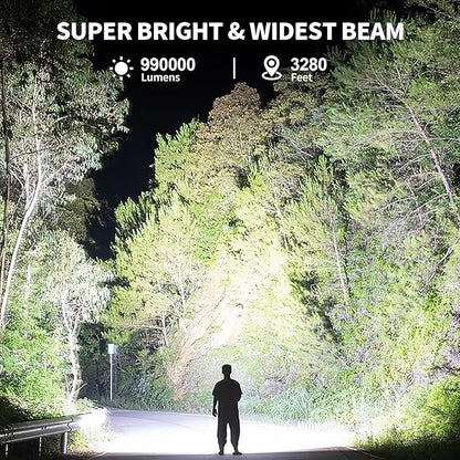 Rechargeable LED Flashlights High Lumens, 990000 Lumens Super Bright Flashlight with 7 Modes & Waterproof, Powerful Brightest Flash Light for Camping Home