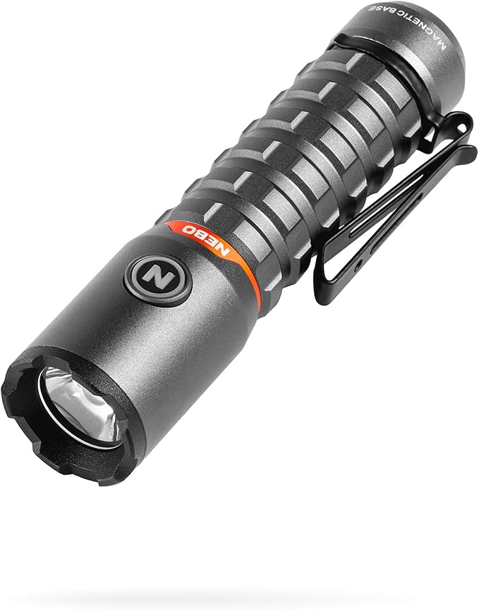 NEBO Redline Torchy 2K, 2000 Lumen Pocket, Rechargeable LED, Water & Impact Resistant Flashlight for EDC with Smart Power Control, Power Memory Recall, Removable Clip for Camping, Hunting, Hiking