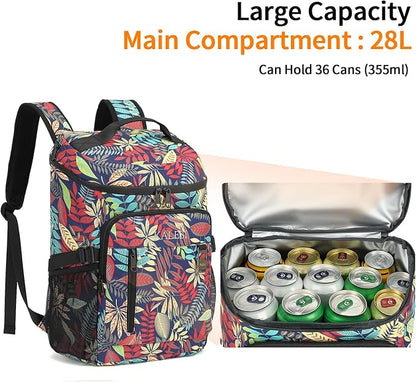 Kalesi Cooler Backpack 36 Cans Lightweight Insulated Backpack Cooler Leak-Proof Travel Camping Lunch Backpack Outdoor Cutlery Backpack for Men and Women
