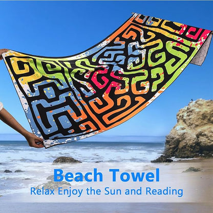 Microfiber Beach Towels 2 Packs, Oversized Quick-Dry Towels for Adults, Lightweight Thin Towels (72" x 36") for Swimming, Beach, Camping