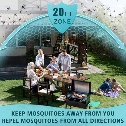 Mosquito Repeller Rechargeable 10000mAh Indoor Outdoor with 20' Mosquito Protection Zone,includes 280 Hr Working Refill (1 bottle Refill and 20 Pcs Refill)