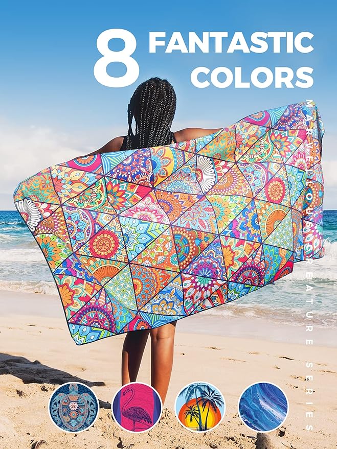 OCOOPA Microfiber Beach Towel Fast Drying, Extra Large 63" x 31" Sand Free Beach Towel Super Lightweight Towels for Swimming Pool, Camping, Picnic, Yoga Gym Sports