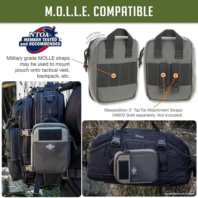 MAXPEDITION Beefy Pocket Organizer, Compact, MOLLE-Compatible, 1000D Nylon Tactical Pouch, Everyday Carry Tool and Gear Storage for Outdoor, Tactical, Survival, 0266