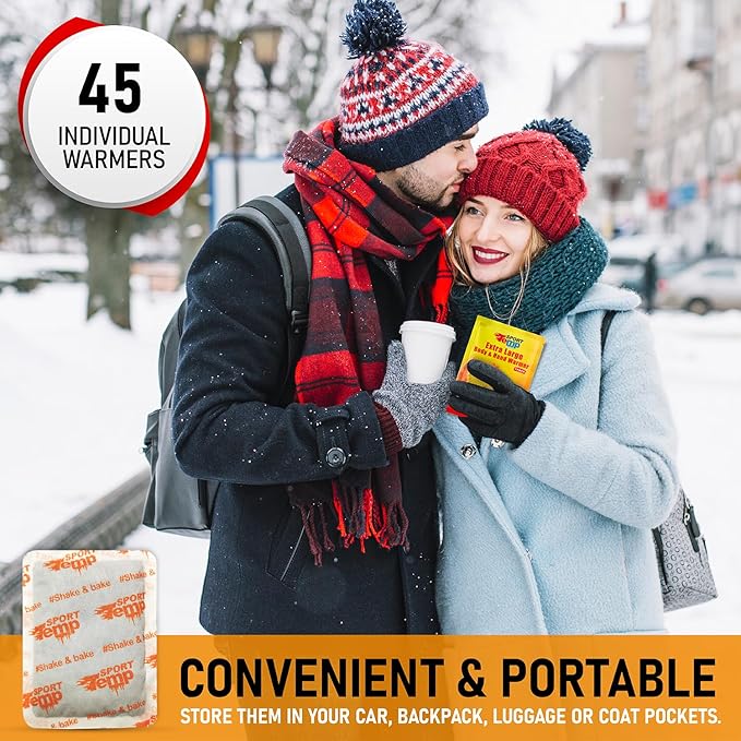 Large Hand & Body Warmers - Up to 18 Hours of Heat, Super Long Lasting - Easy, All Natural - Air Activated, for Body, Hands & Toes - Odorless Hot Hand Warmer - Sport Temp