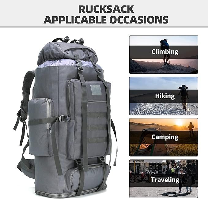 100L Hiking Camping Backpack Tactical Backpack for Men Large Survival Hunting Waterproof Backpack Molle Rucksack Military Camping Backpacking Daypack