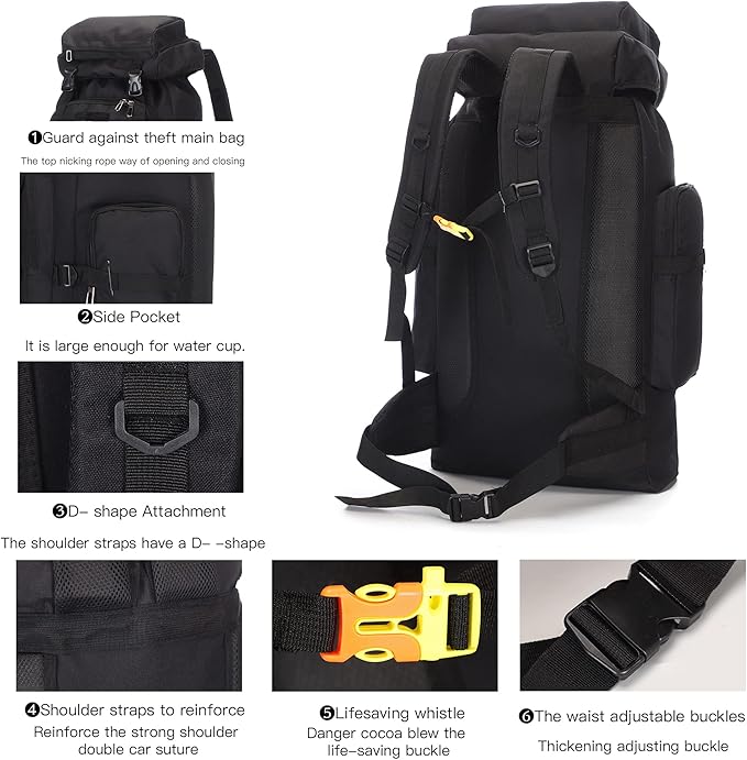 100L Hiking Camping Backpack Tactical Backpack for Men and Women Large Survival Hunting Waterproof Backpack Molle Rucksack Military Camping Backpacking Daypack
