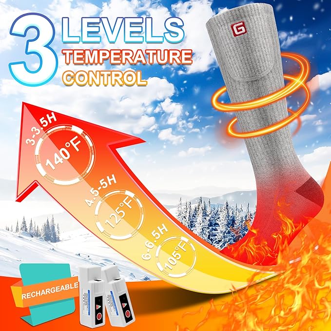 SVPRO Electric Heated Socks Men Women Rechargeable Heating Socks Washable Battery Thermal Foot Warmer Socks Winter Warm Socks
