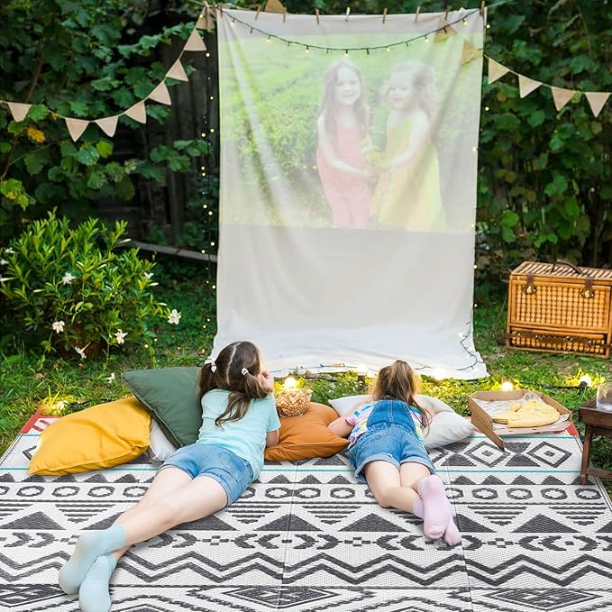 Outdoor Rugs Patio Camping Waterproof - 6x9 Plastic Straw Patio Rug Portable for Campers, Outside RVs Mat, Outdoor Area Carpet for Patios Clearance, Backyard Porch, Balcony, Picnic