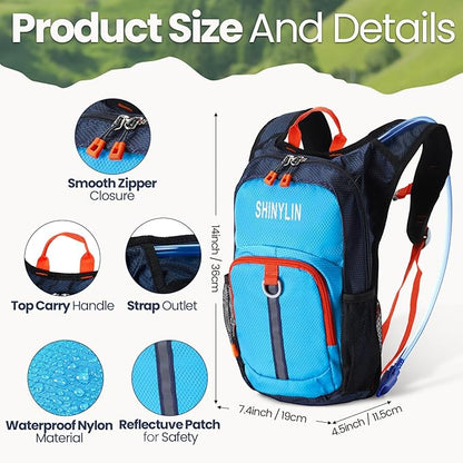 3 Pcs Kids Hydration Backpack with 1.5 L Water Bladder Hydration Pack for Kids Hydration Water Backpack for Kids Lightweight Insulated Water Pack for Boys Girls Biking Climbing Running Hiking