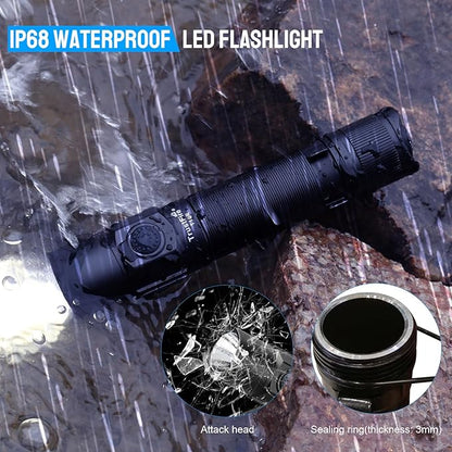 TrustFire T10R Flashlight High Lumens, 1800 Lumnen Rechargeable Flashlights 5 Modes Super Bright LED Tactical Flashlight IP68 Pocket EDC Flash Light for Camping, Emergency, Rescue, Hunting, Repair